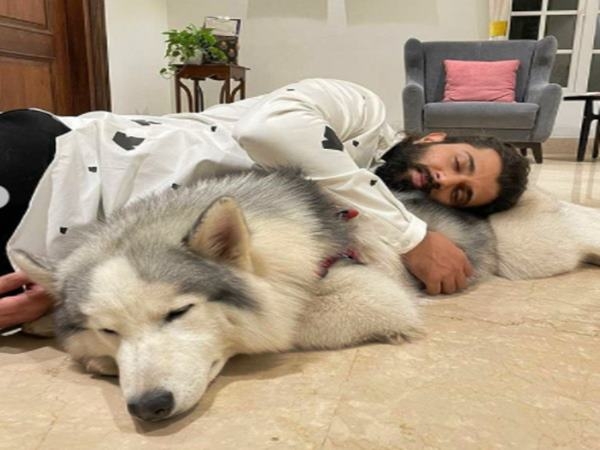 Arjun Reddy with his dog